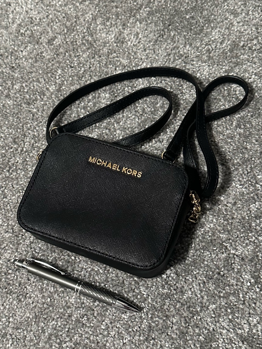 Michael Kors Black Crossbody with Gold Hardware